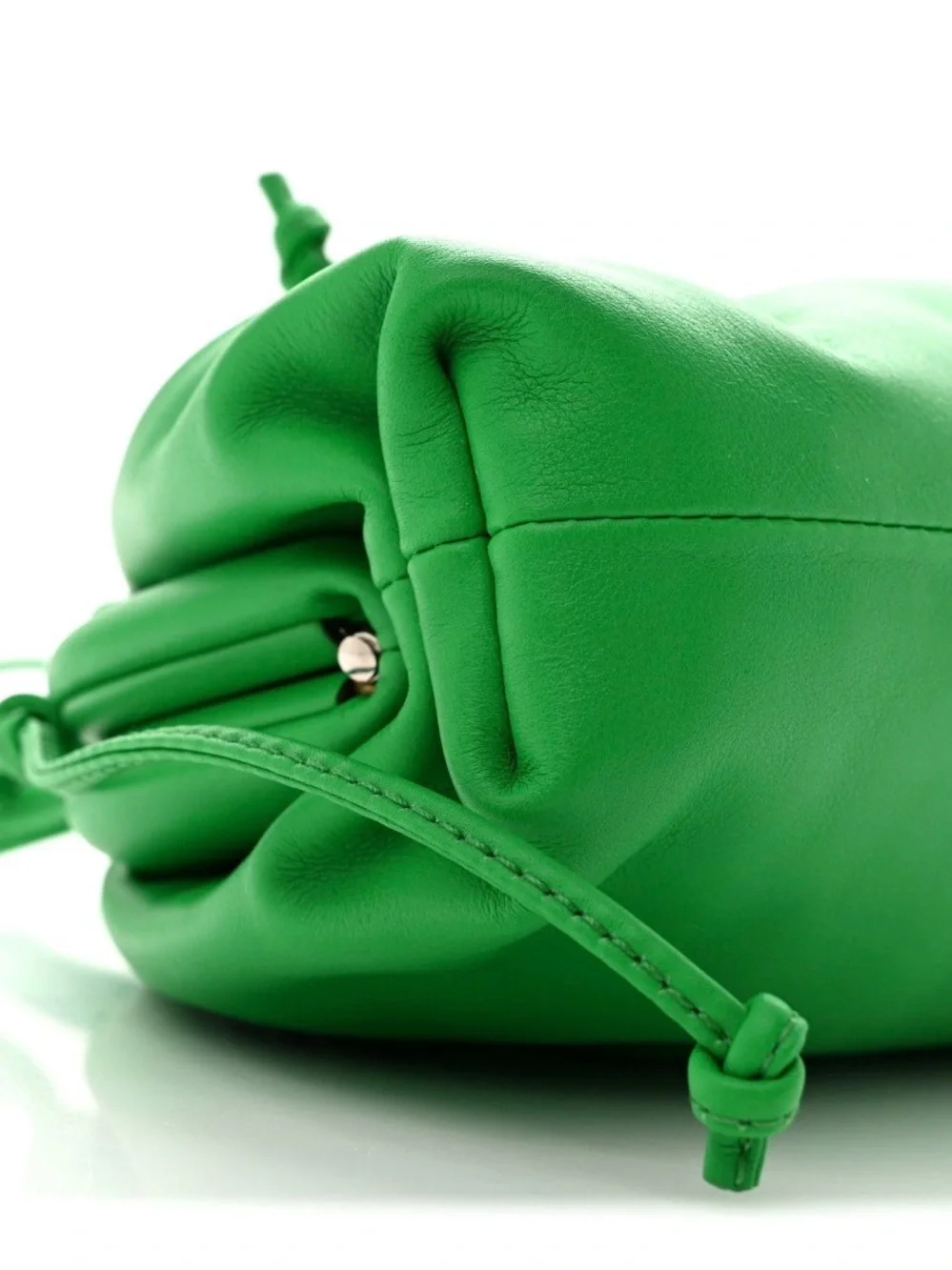 Bottega Veneta Bright Green Leather Drawstring Pouch